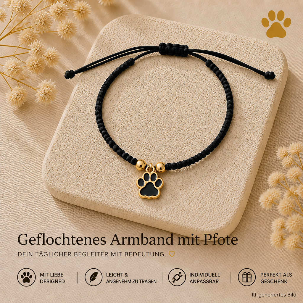 Geflochtenes Armband mit Pfote HUNDEHELD