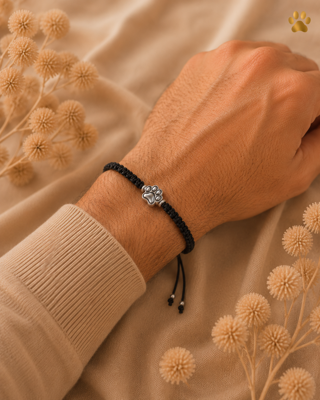 Geflochtenes Armband mit Hundeheld-Pfote HUNDEHELD