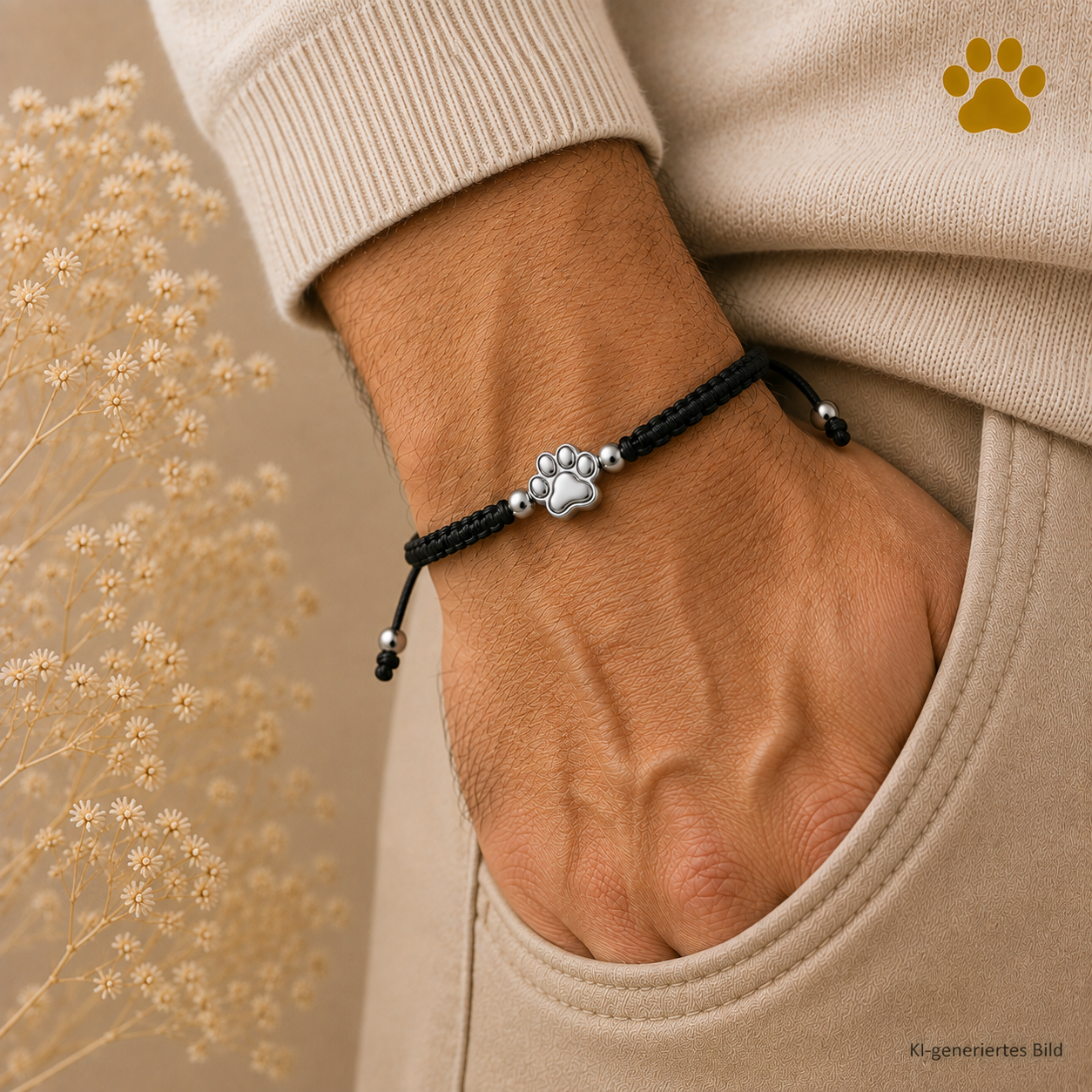 Geflochtenes Armband mit Hundeheld-Pfote HUNDEHELD