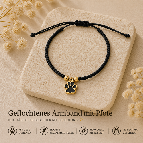Geflochtenes Armband mit Pfote HUNDEHELD