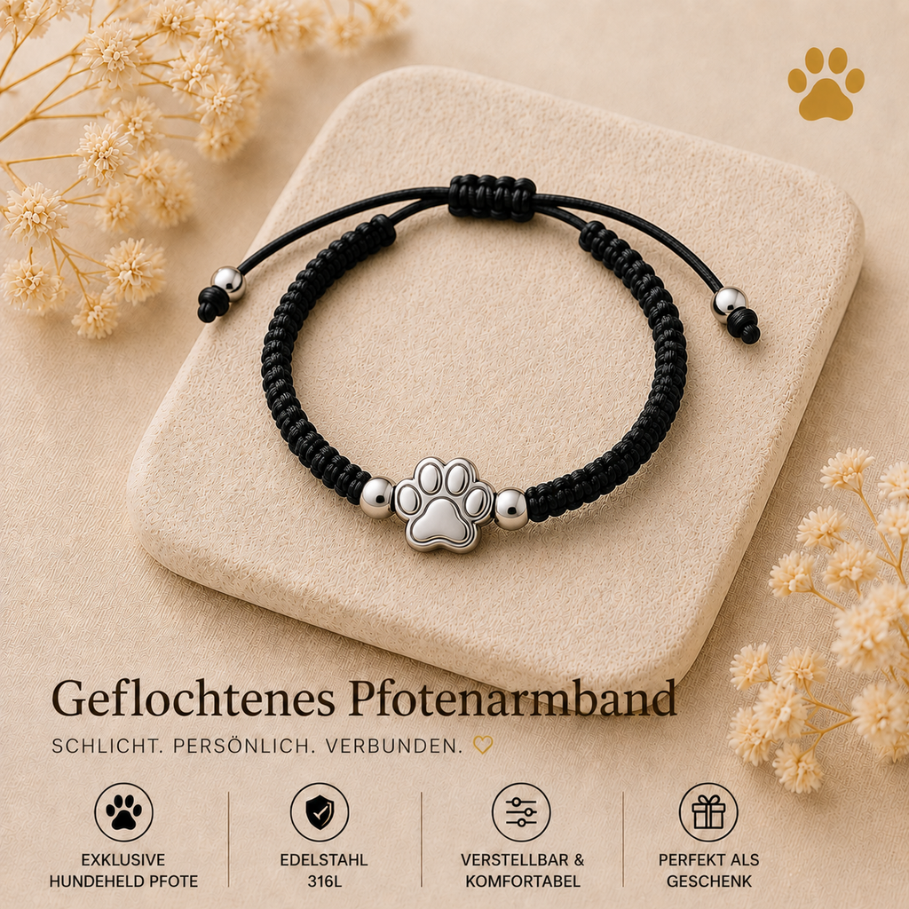 Geflochtenes Armband mit Hundeheld-Pfote HUNDEHELD