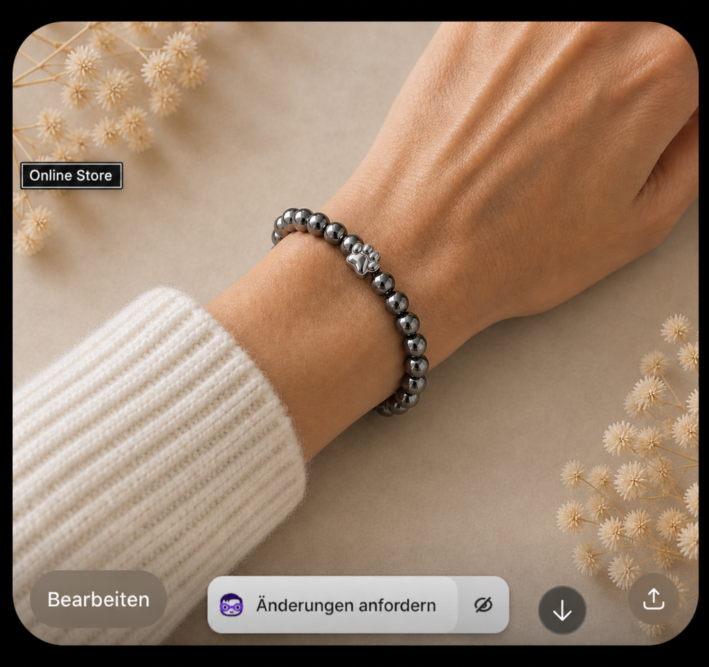 Premium Pfotenarmband Hämatit (PAPA) HUNDEHELD