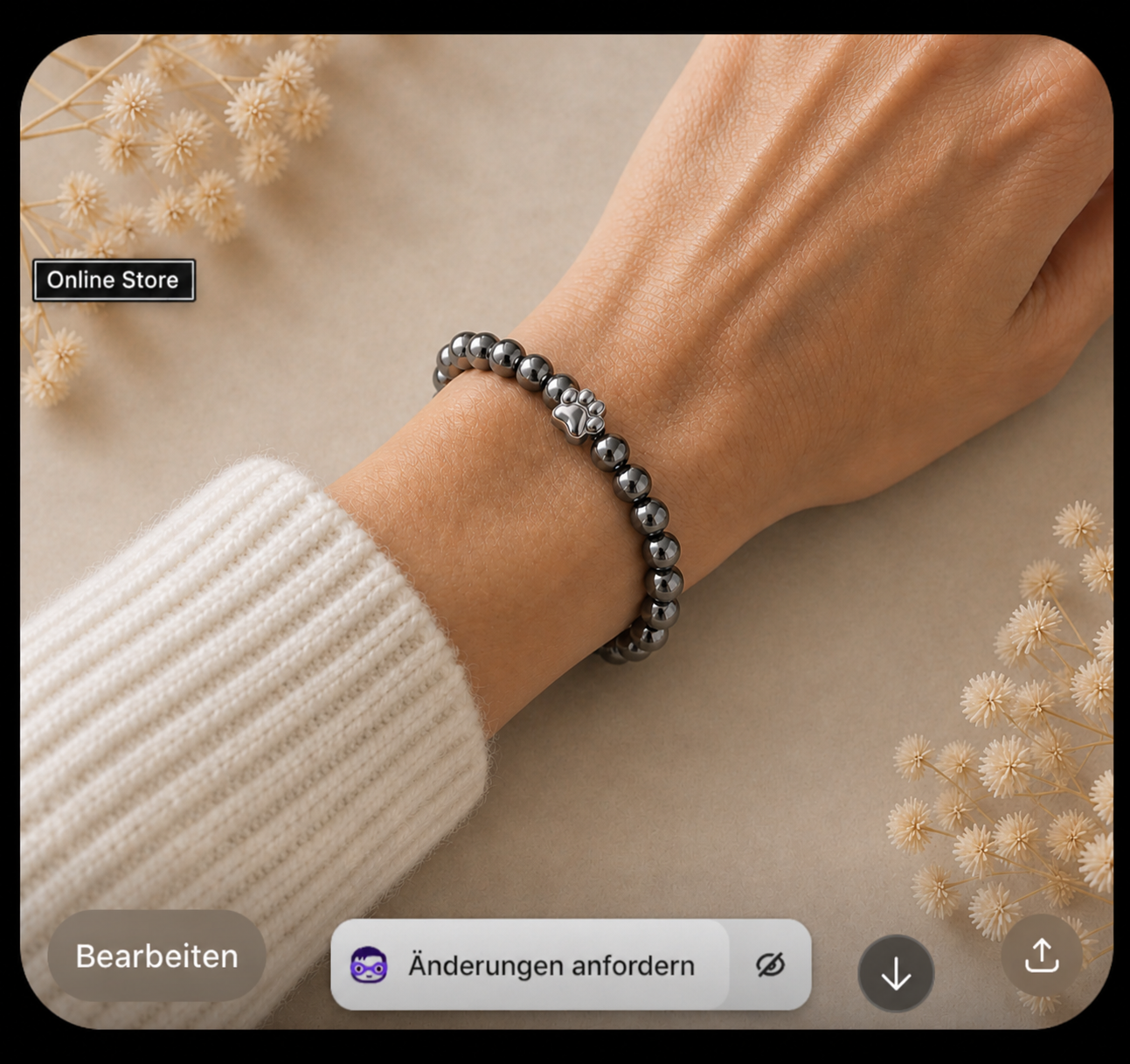 Premium Pfotenarmband Hämatit (PAPA) HUNDEHELD