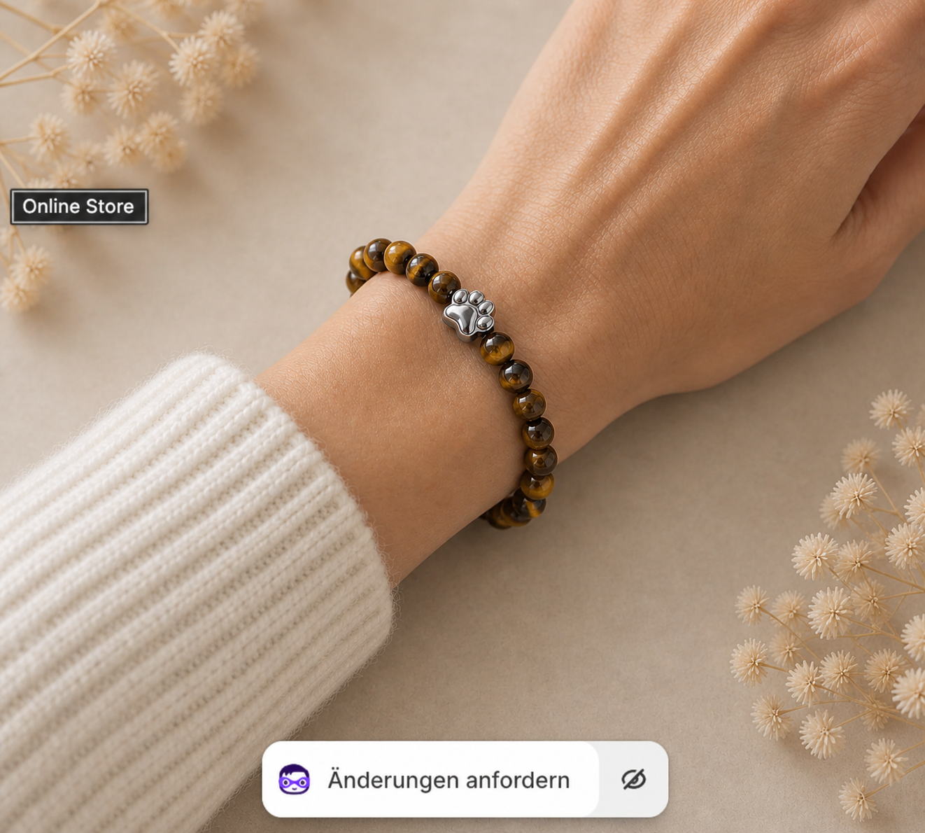 Premium Pfotenarmband Tigerauge ( (PAPA) HUNDEHELD