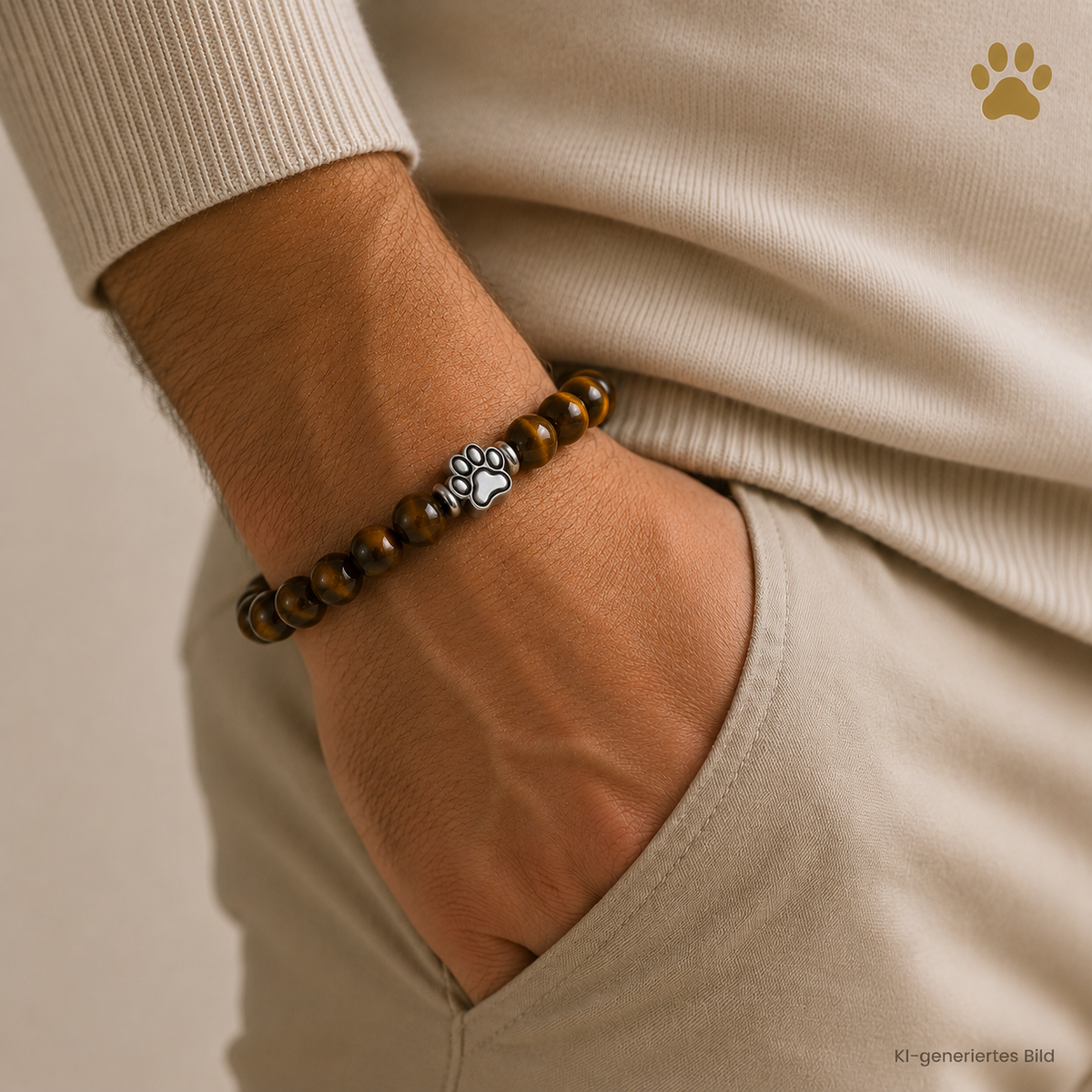 Premium Pfotenarmband Tigerauge HUNDEHELD