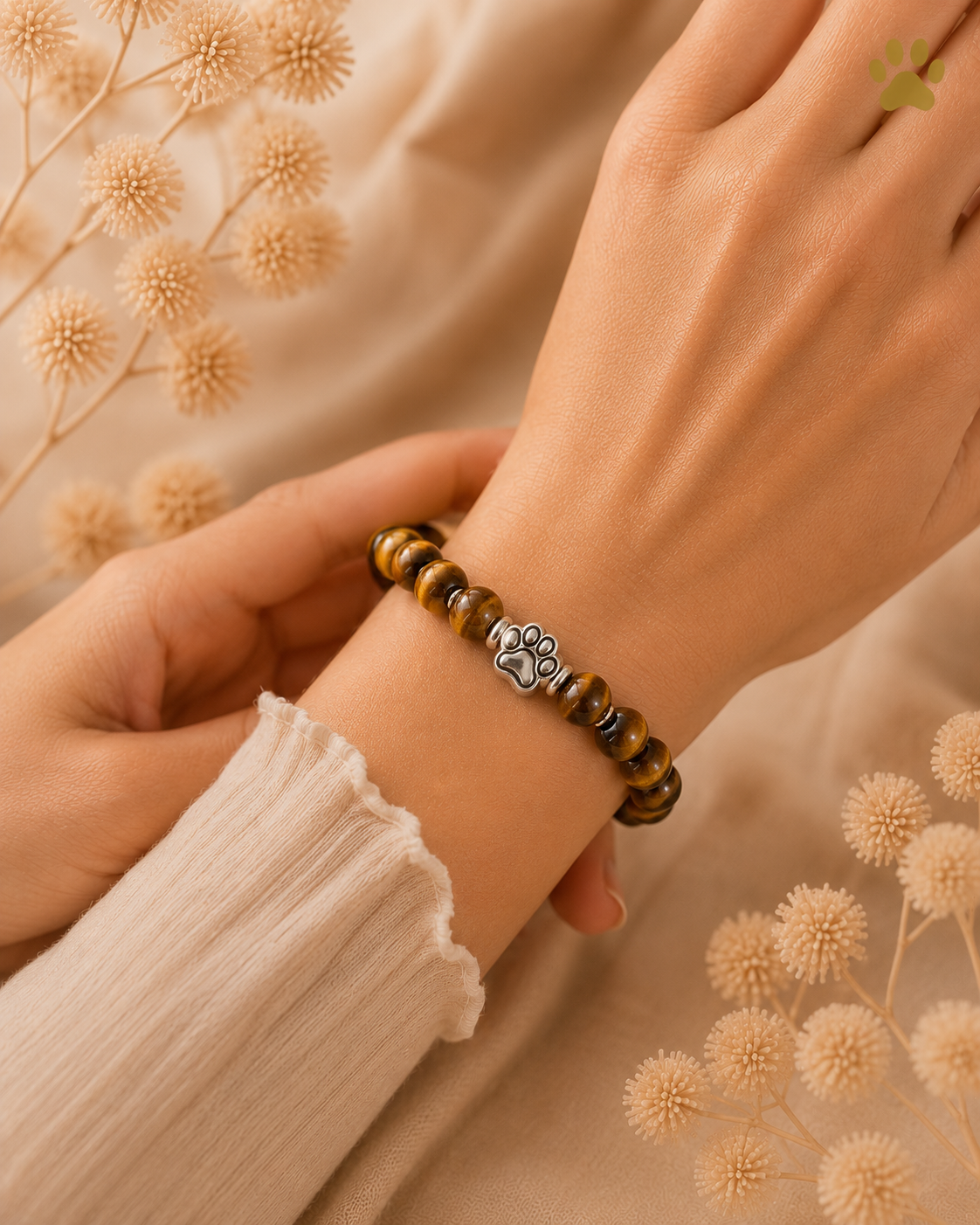 Premium Pfotenarmband Tigerauge HUNDEHELD