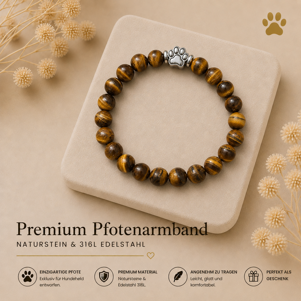 Premium Pfotenarmband Tigerauge HUNDEHELD