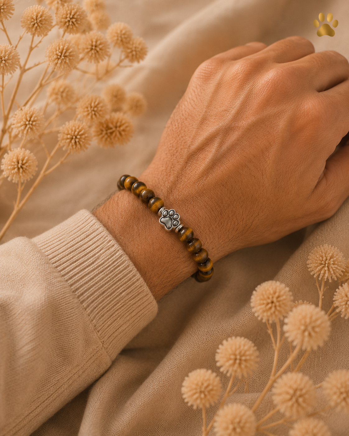 Premium Pfotenarmband Tigerauge HUNDEHELD