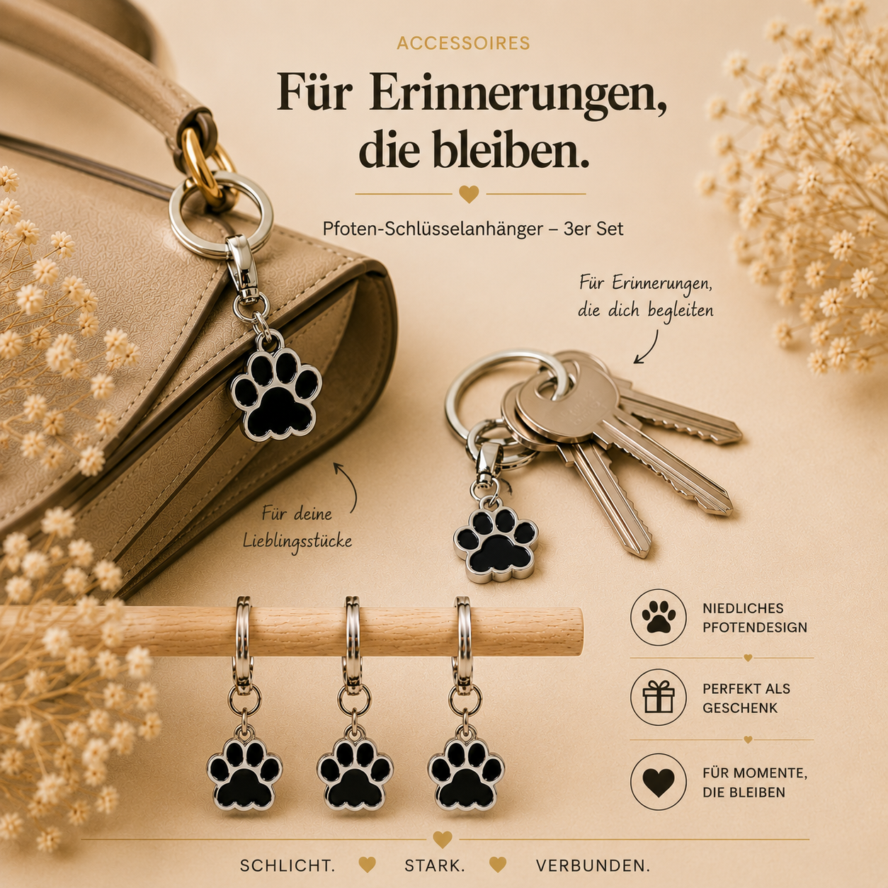 Pfoten-/Schlüsselanhänger – 3er-Set HUNDEHELD