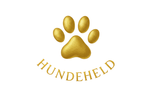 eine goldene Pfote und darunter steht in einem bogen HUNDEHELD 